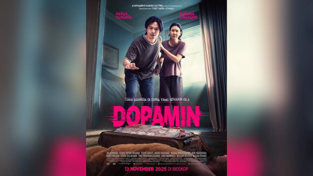 Poster Film Dopamin yang dibintangi Angga Yunanda dan Shenina Cinnamon. [Instagram]